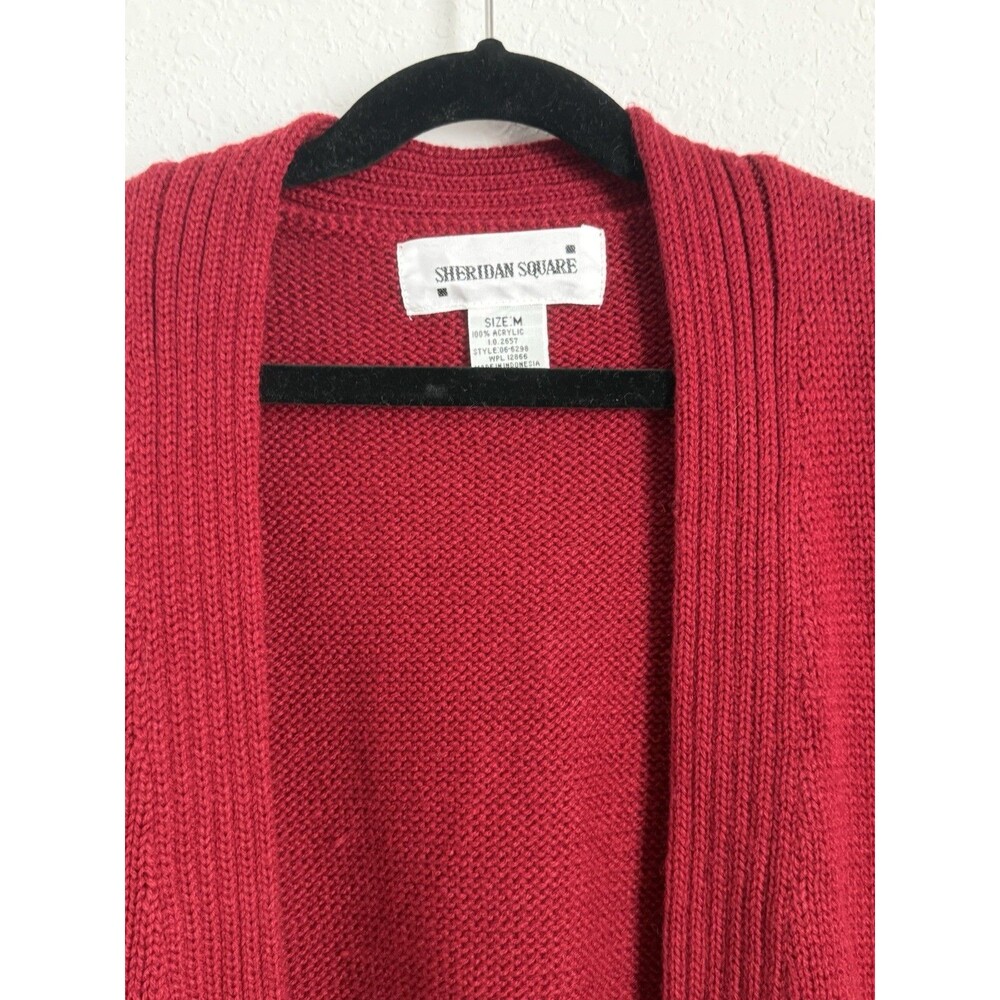 Sheridan Square Red Knit Sweater Vest Cardigan Size M Pockets